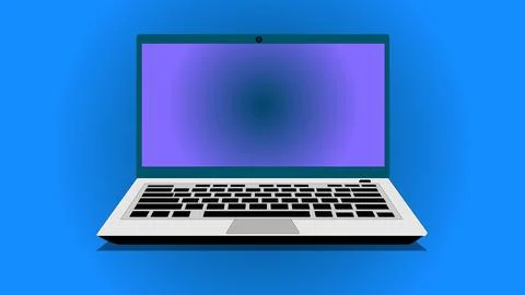 Laptop typing concept. hand typing on laptop keyboard with blank screen ill.. 스톡 일러스트