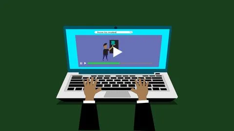 Laptop typing concept. hand typing on laptop keyboard with blank screen ill.. 스톡 일러스트