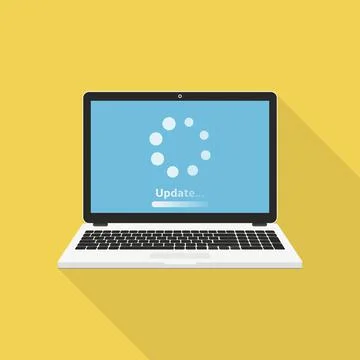 Laptop with update loading process vector illustration, flat design Stock Illustration