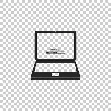 Laptop update process with loading bar icon isolated on transparent background Illustrazione stock