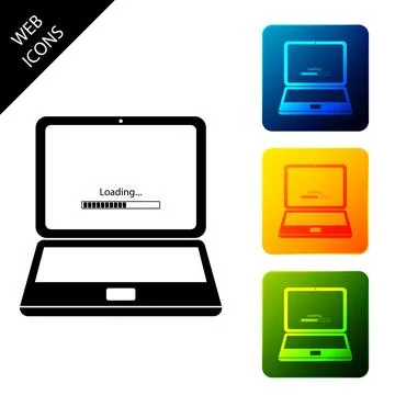 Laptop update process with loading bar icon isolated. System software update Stock Illustration