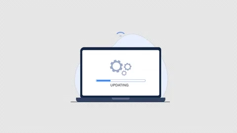 Laptop with Updating Progress Bar. System Update Concept Video - Transparent Stock Footage 337385840