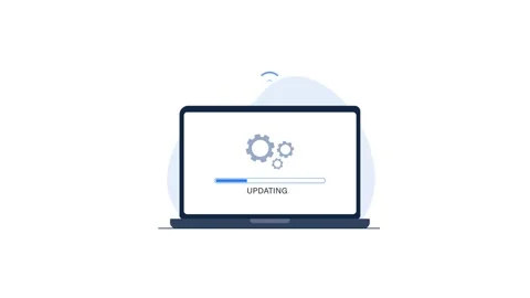 Laptop with Updating Progress Bar. System Update Concept Video Stock Footage 337385850