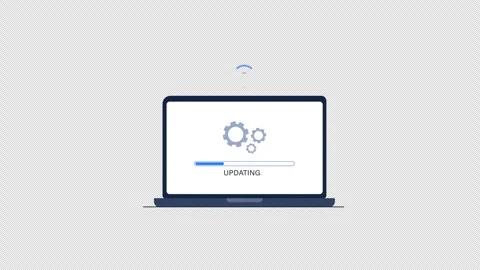 Laptop with Updating Progress Bar. System Update Concept Video - Transparent Stock Footage 337385853