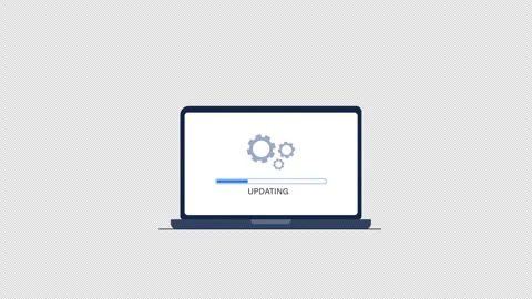 Laptop with Updating Progress Bar. System Update Concept Video - Transparent Stock Footage 337385854