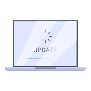 Laptop updating system software with progress bar displayed 스톡 일러스트