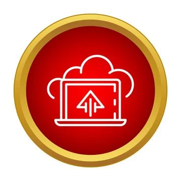 Laptop uploading data to cloud computing storage icon Illustrazione stock