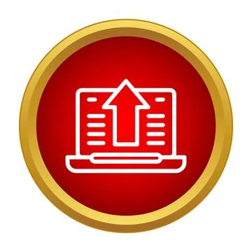 Laptop uploading data icon showing digital transfer concept Stock Illustration