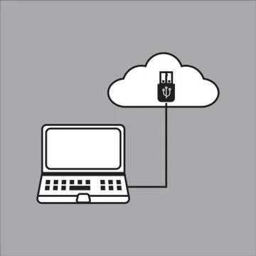 Laptop With Uploading Symbol Stock Illustration