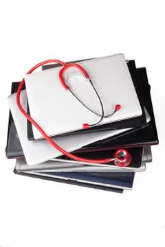 Laptop upper view Stock Photos