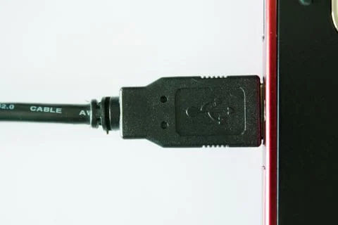 Laptop with usb cable inserted Stock Photos