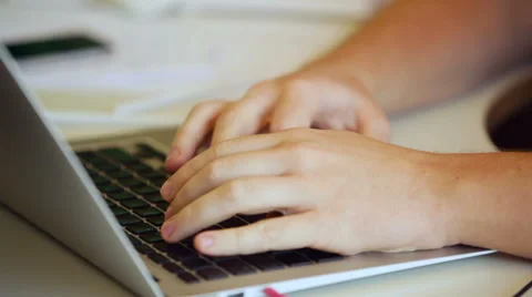 Laptop User Hands on Keyboard Working Video stock 67417583
