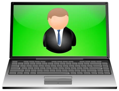 Laptop with user icon Stock Illustration