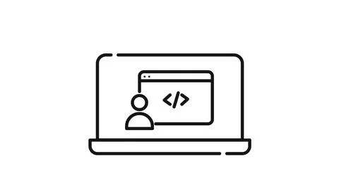 Laptop with user profile and web code symbol Stock Illustration