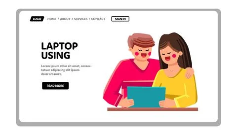Laptop using vector Illustrazione stock