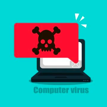Laptop vector alert, malware concept, spam data, web fraud, insecure connecti 스톡 일러스트