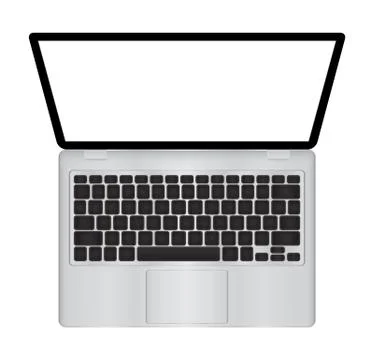 Laptop vector illustration with blank screen isolated on white background, white Stock Illustration