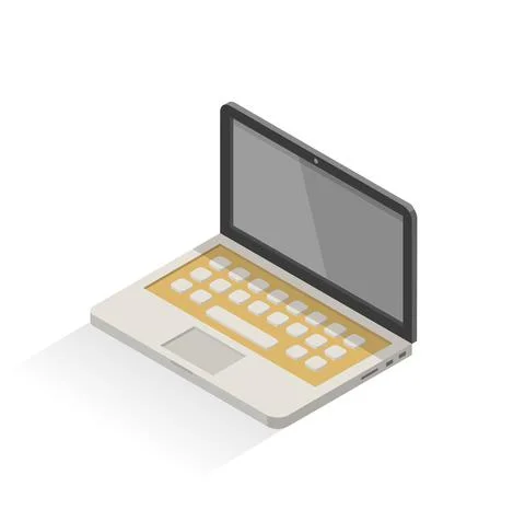 Laptop vector isometric. Computer. Notebook with large buttons. Isolated. 스톡 일러스트