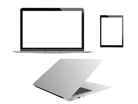 Laptop vector mockup. Computer notebook mobile pc Stock Illustration