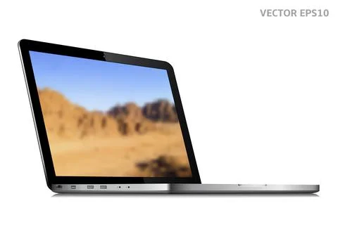 Laptop vector with wallpaper on screen Stock Illustration