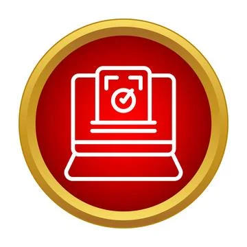 Laptop verifying document with check mark icon イラスト素材