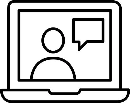 Laptop Video Call With Speech Bubble Icon イラスト素材