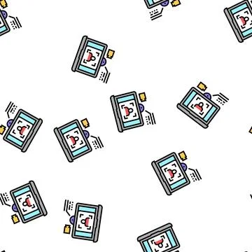 Laptop video camera face id vector seamless pattern Stock Illustration