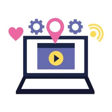 Laptop video content location pointer Stockillustratie