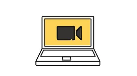 Laptop video editing icon Stock Illustration