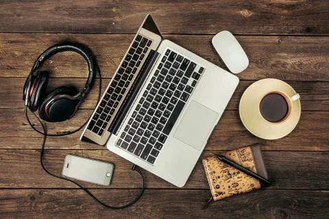 Laptop View from above Stock Photos