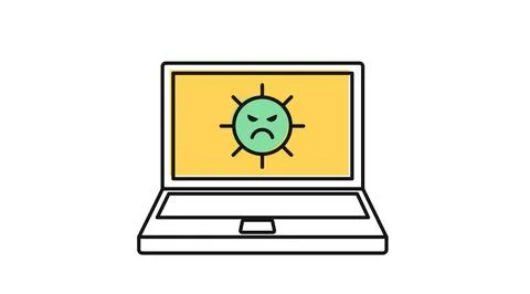 Laptop virus attack icon Stock Illustration