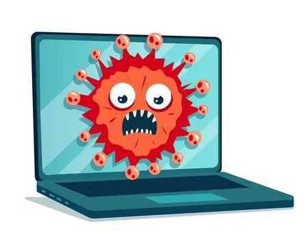 Laptop virus infection. computer hacking. Stock Illustration