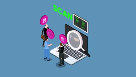 Laptop Virus Scan and Software Bug Detection Concept 3d animation cartoon Stock Footage 337945042