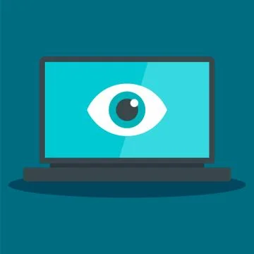 Laptop visualization icon, flat style Illustrazione stock