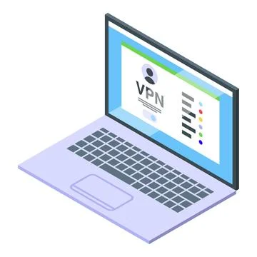 Laptop vpn icon isometric vector. Network server イラスト素材