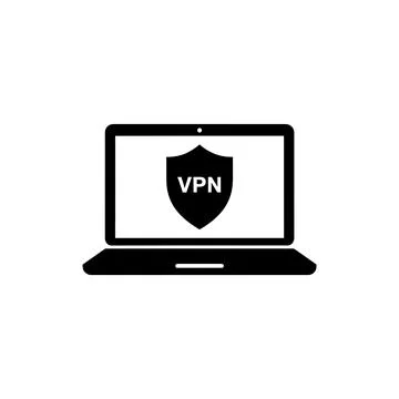Laptop with VPN Shield Security Icon Stock Illustration