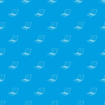 Laptop with a warning signal pattern seamless blue イラスト素材