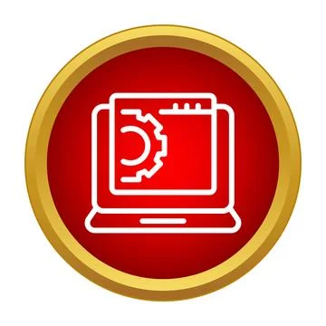 Laptop with web browser window showing gear icon 스톡 일러스트