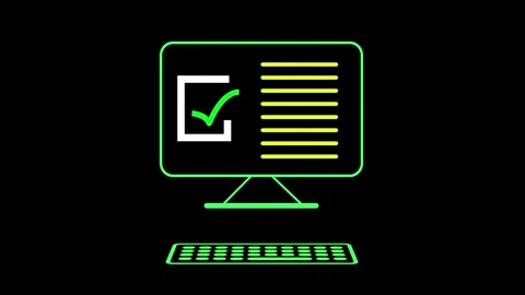 Laptop Web Browsing Animation with Online Shopping &amp; Verified Document Icon Video stock 311273622