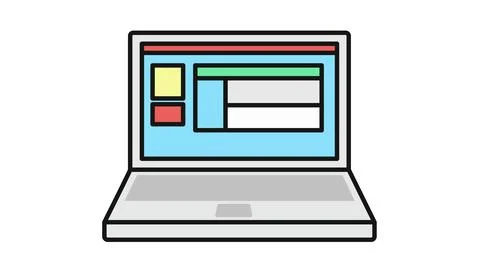 Laptop web design and browser icon 库存插图