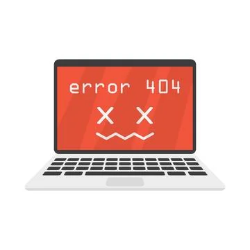 Laptop web error 404 in flat style, vector Stockillustratie