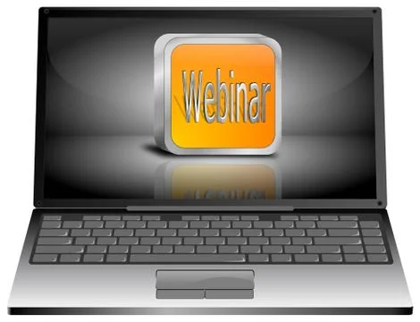 Laptop with webinar button 스톡 사진