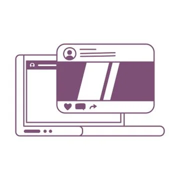 Laptop website chat and message bubbles, social network communication system and 스톡 일러스트