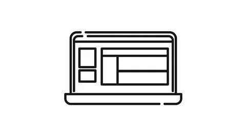 Laptop with website on screen icon Stock Illustration