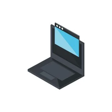 Laptop website technology hardware device computer isometric Stock Illustration