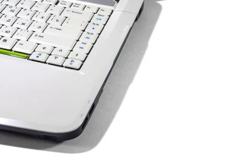 Laptop on a white background isolate top view 库存照片