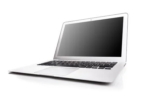 Laptop On White Background Stock Photos