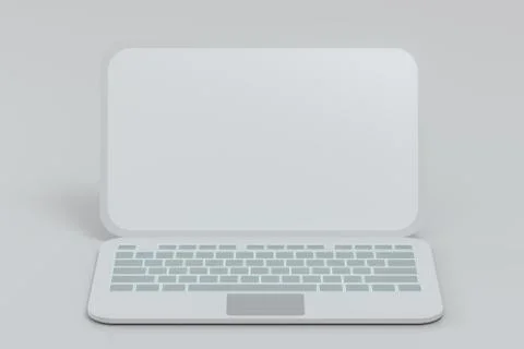 Laptop with white background, technological concept, 3d rendering. Stock Illustration