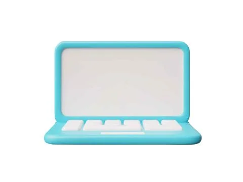 Laptop with white blank screen 3D vector icon, portable computer gadget device Illustrazione stock