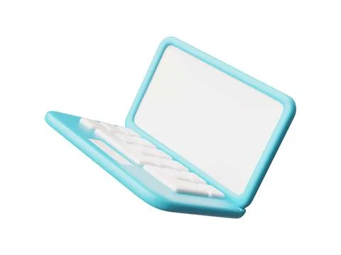 Laptop with white blank screen 3D vector icon, computer device mock up, gadget Stock Illustration